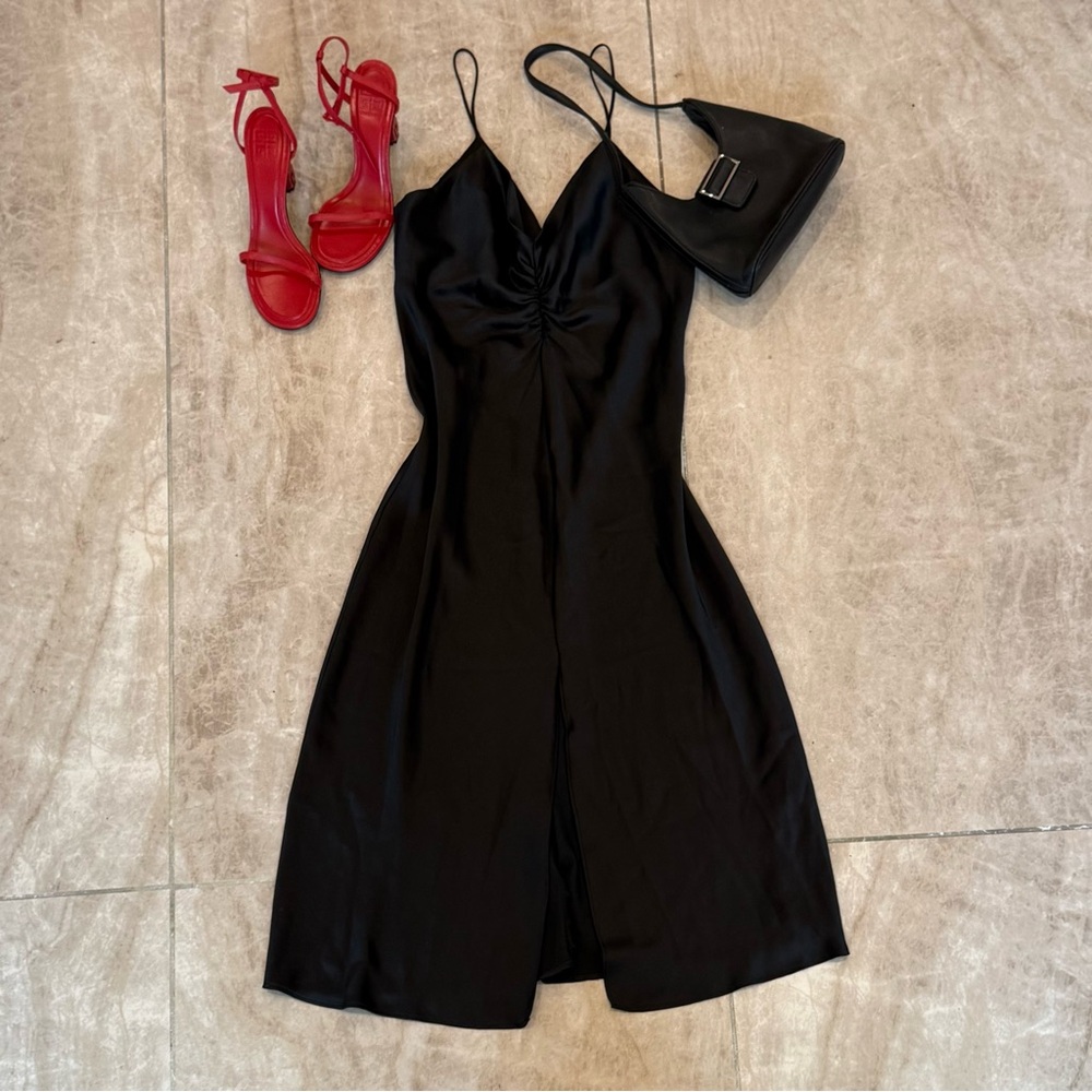Black Satin Midi Dress from Zara